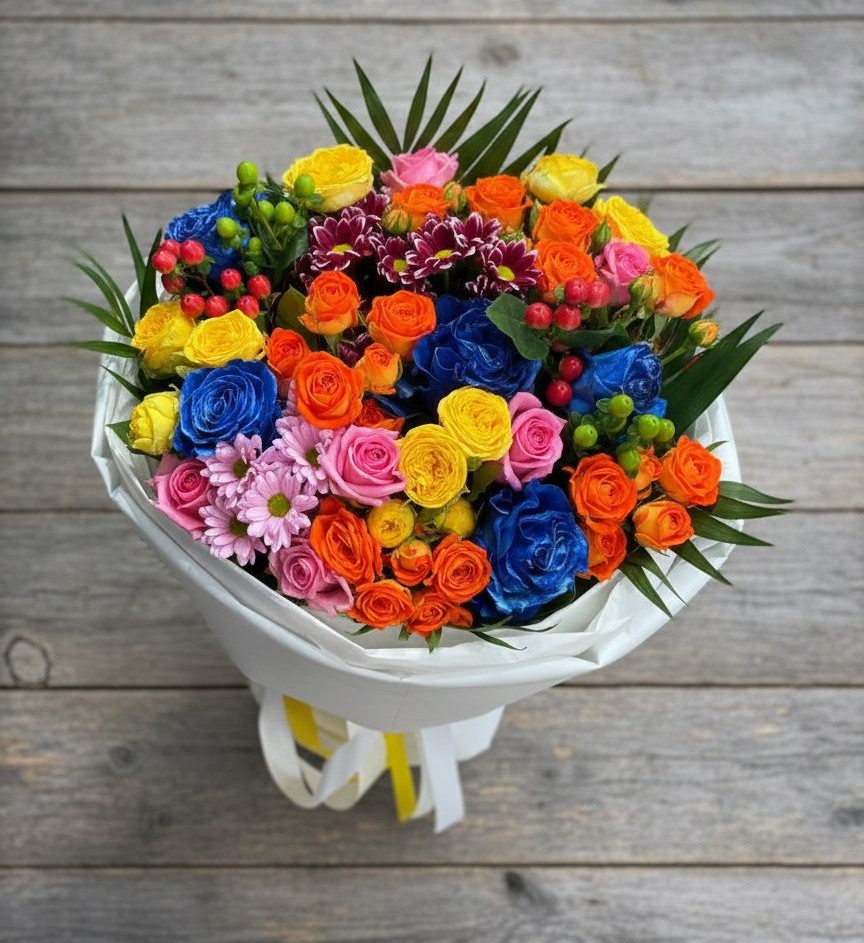 Букет цветов из: Розы и Хризантемы в Подпорожье