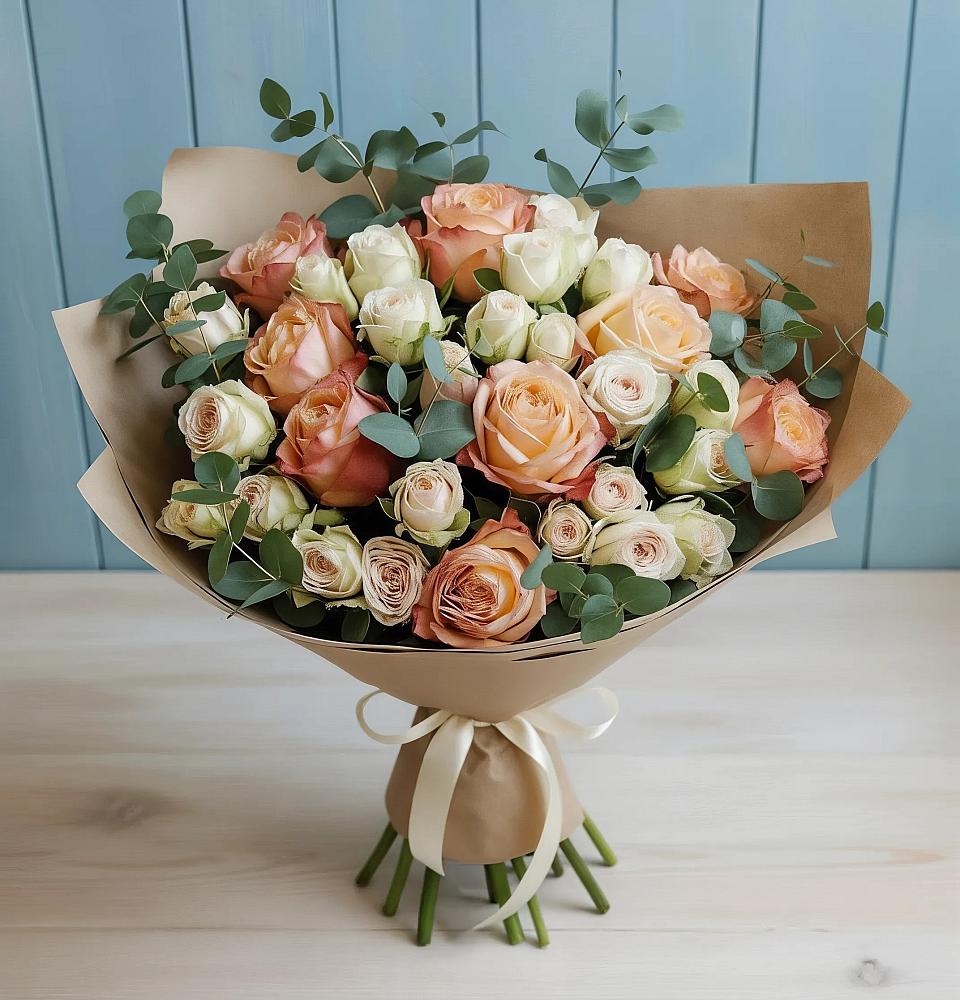 Букет цветов из: Альстромерии и Розы в Подпорожье