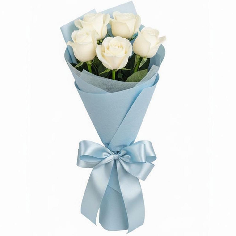 Букет 5 Белых роз Проуд в Подпорожье