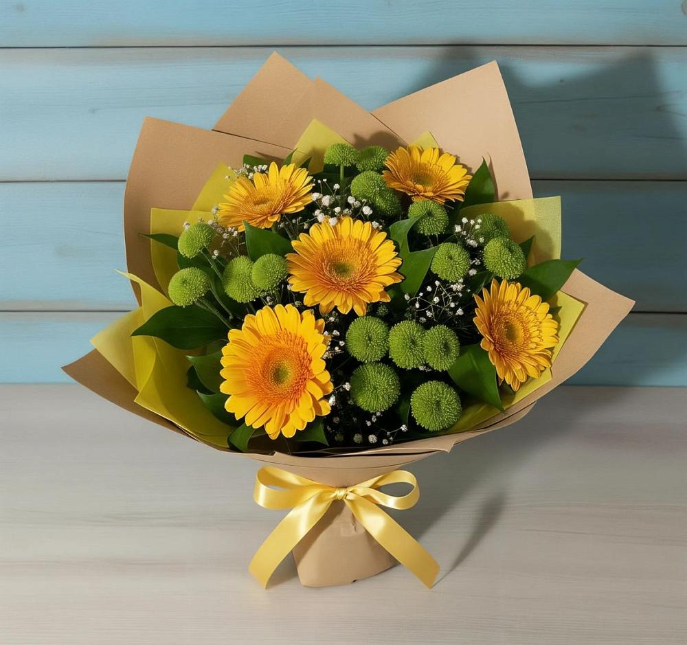 Букет цветов из: Герберы и Хризантемы в Подпорожье