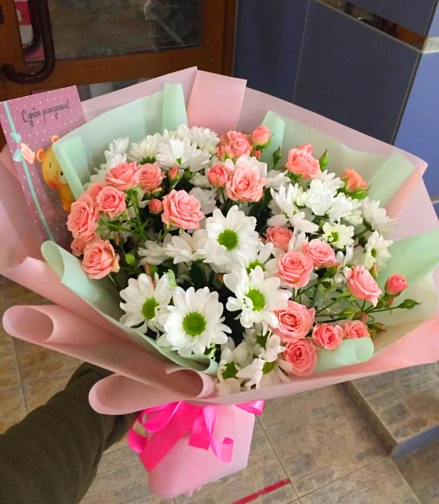 Букет цветов из: Розы и Хризантемы в Подпорожье