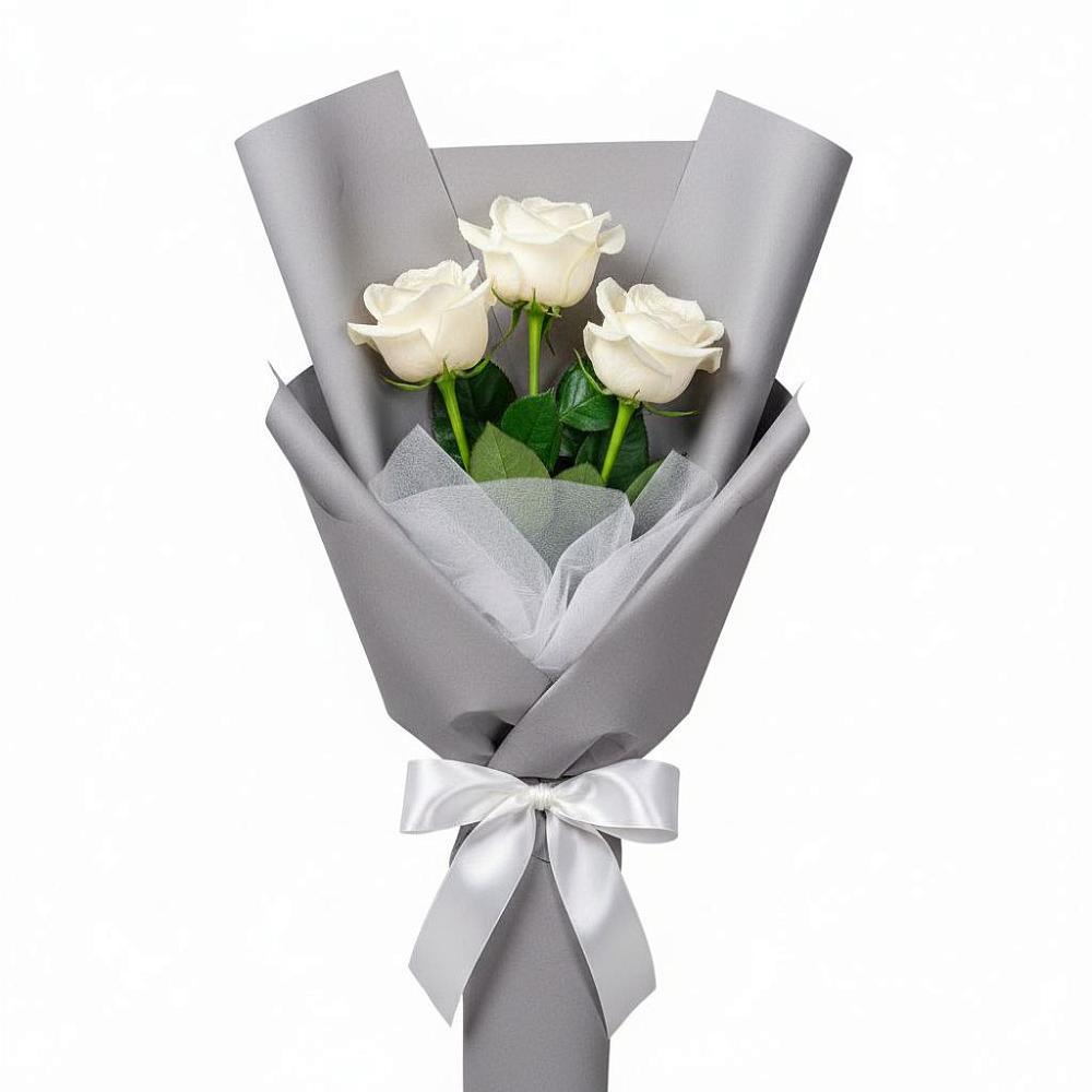 Букет 3 белые розы в Подпорожье