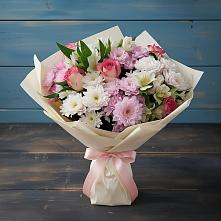 Букет цветов из:  Хризантемы, Альстромерии и Розы в Подпорожье