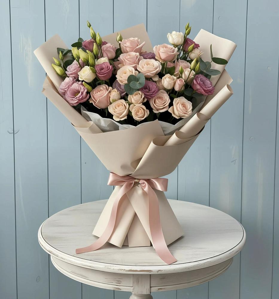 Букет цветов из: Розы и Лизиантусы в Подпорожье