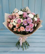 Букет цветов из:  Хризантемы, Розы и Альстромерии в Подпорожье