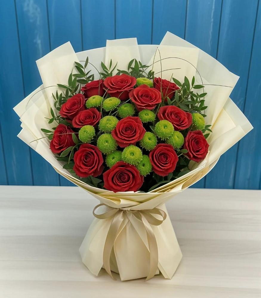 Букет цветов из: Розы и Хризантемы в Подпорожье