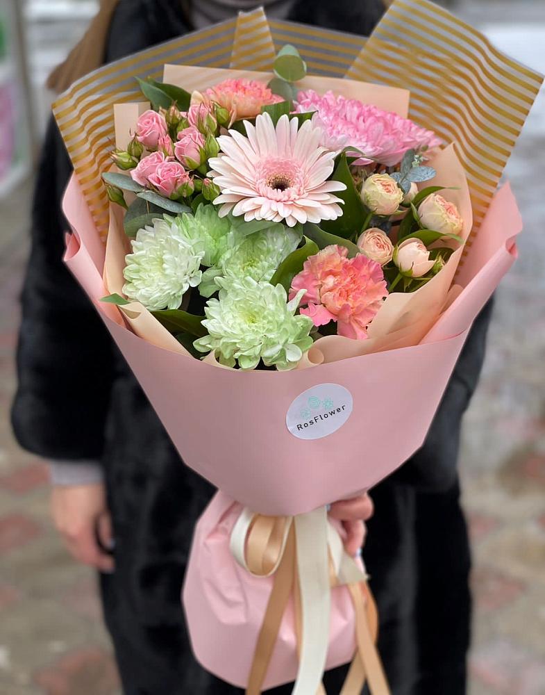 Букет цветов из: Герберы, Хризантемы и Розы в Подпорожье